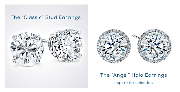 Diamond Earring Studs and Halo Diamond Earrings for Valentines Day Valentines Day Diamond Sale: Diamond Earring Studs and Halo Earrings